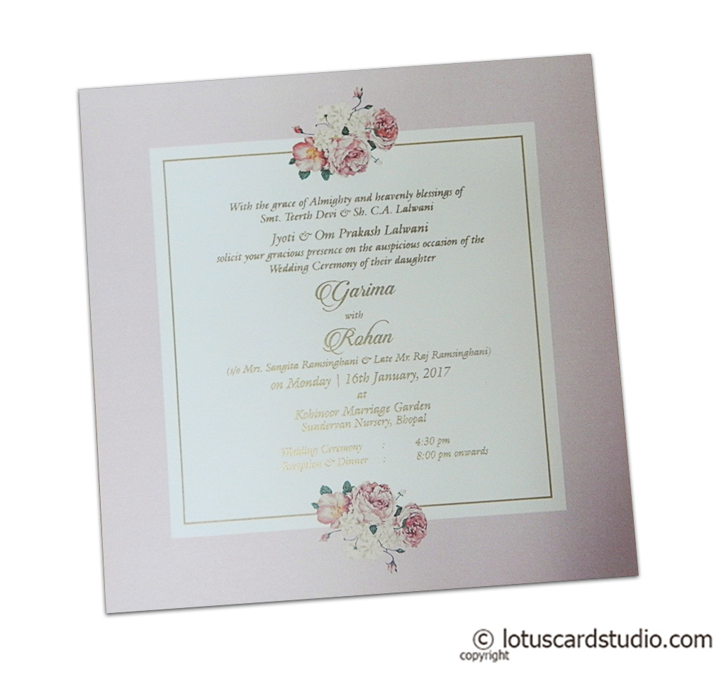 Digital Print Floral Design Wedding Invitation - Lotus Card Studio
