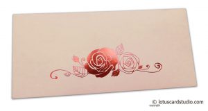 Front of Light Pink Money Envelope with Hot Foil Rose