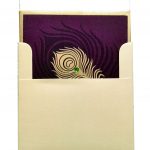 Envelope back of Wedding Card in Purple with Mor Pankh Beads - WC_60