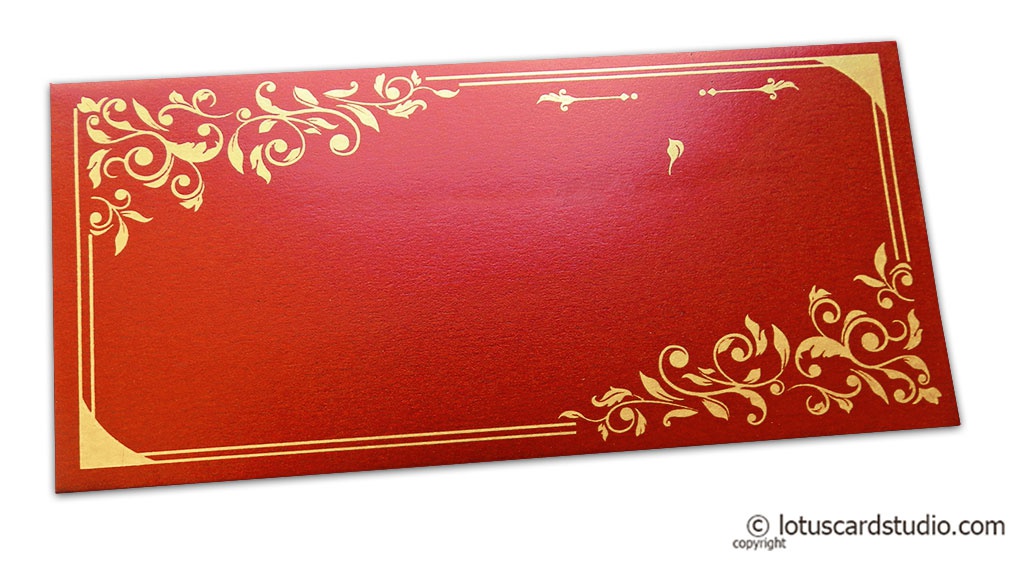 Download Money Envelope in Royal Red with Golden Floral Vector Design